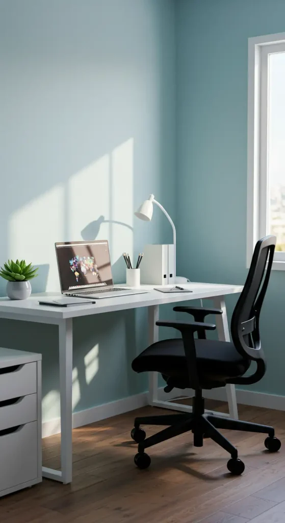 15 Home Office Setup for Productivity 2 1. The Minimalist Desk Setup