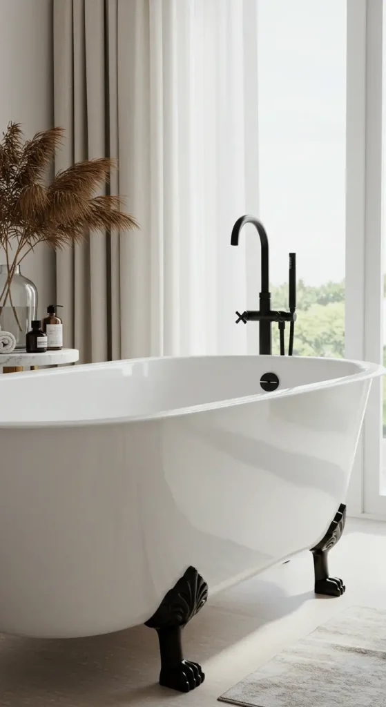 15 Modern Bathtub Ideas 10 10. Clawfoot Tub with Modern Fixtures