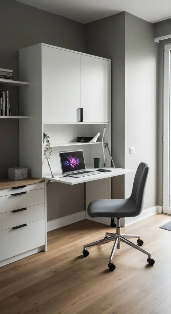14 Home Office Ideas Small Apartments 11 10. Compact Folding Desk
