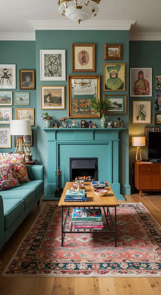 10 Living Room Ideas with Fireplace 10 10. Eclectic Mix