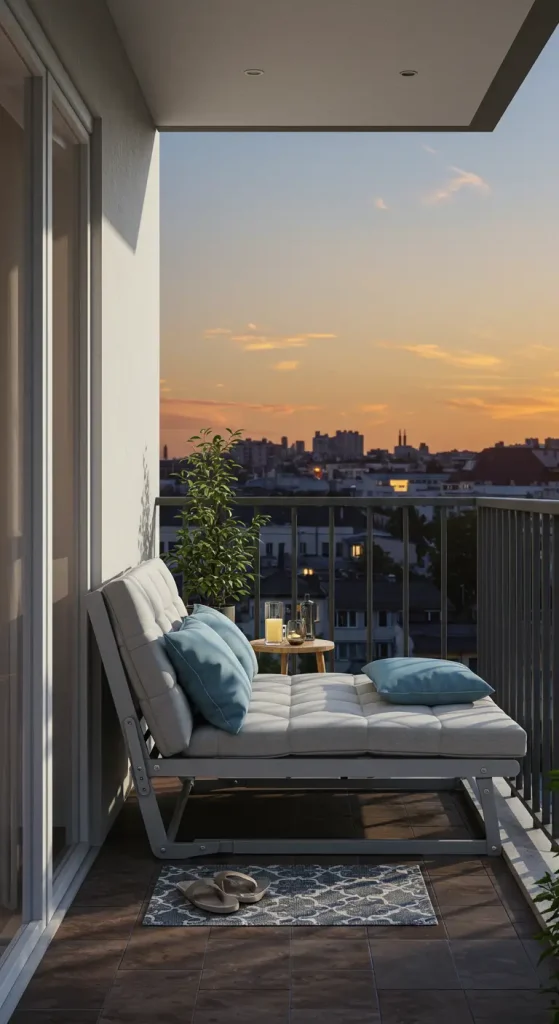 14 Small Balcony Seating Ideas 10 10. Fold-Up Sofas