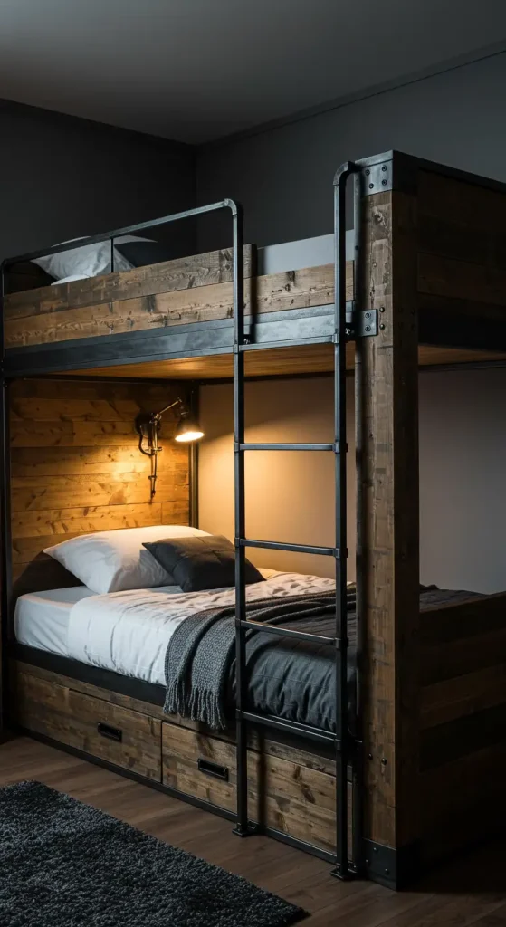 11 Bunk Bed Design Ideas 11 10. Industrial Style Bunks