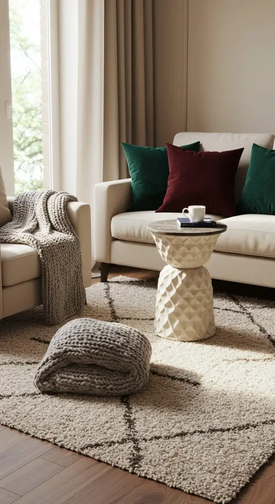 15 Living Room Ideas for Small Houses 10 10. Layer Textures and Rugs