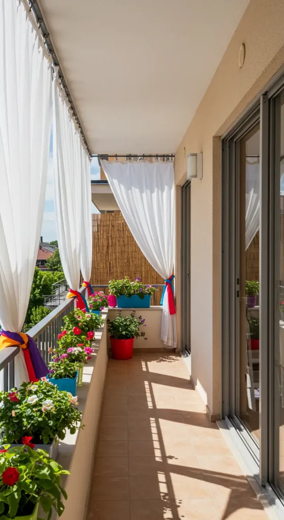 13 Brilliant Window Balcony Ideas You Can Easily DIY 10 10. Outdoor Curtains