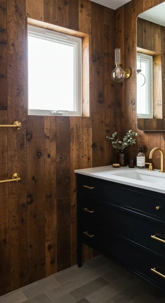 12 Bathroom Wall Panel Ideas 10 10. Reclaimed Wood Panels