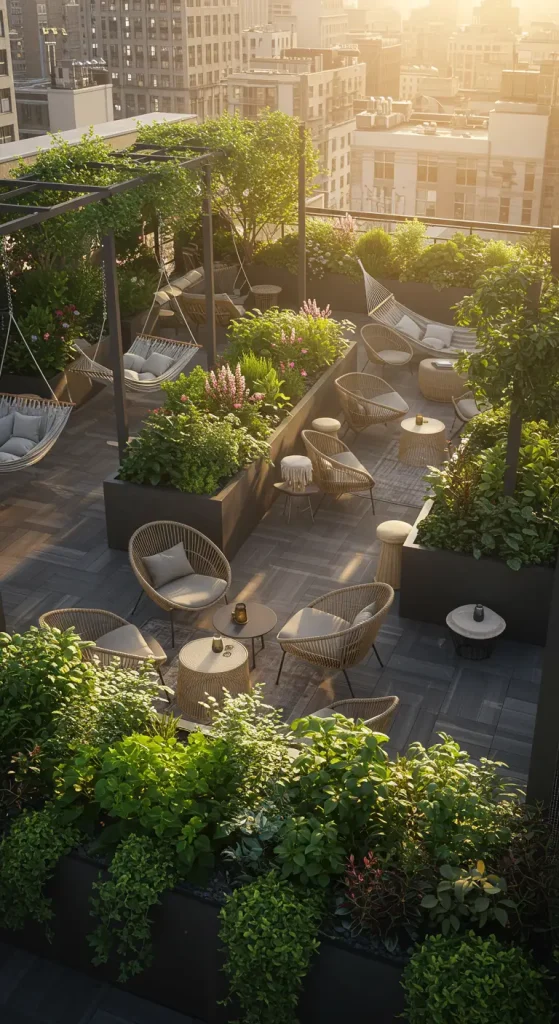 12 Trendy Outdoor Lounge Ideas 10 10. Rooftop Lounging with a View