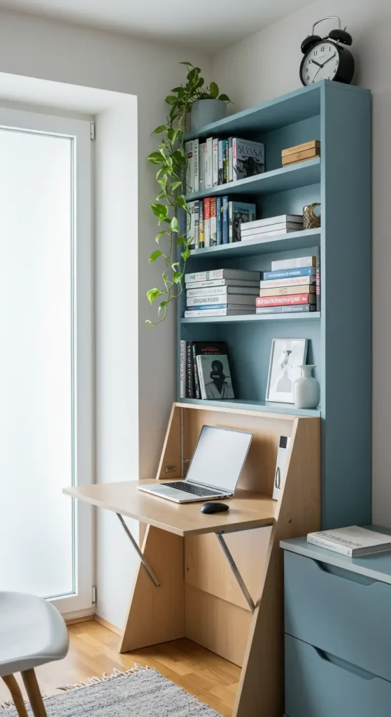 12 Clever Small Home Office Setup Ideas 11 10. The Fold-Out Table Office
