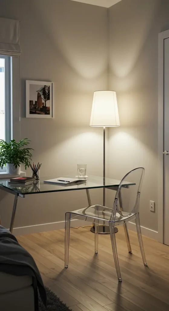 11 Home Office Ideas for Studio Apartments 11 10. Transparent Magic