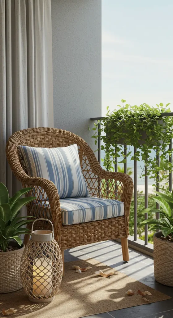 11 Dreamy Aesthetic Balcony Ideas For The Ultimate Cozy Vibe 11 11. Balmy Beach Look