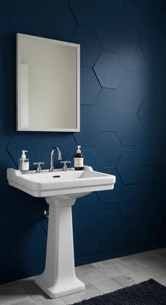 12 Bathroom Wall Panel Ideas 11 11. Geometric Relief Panels