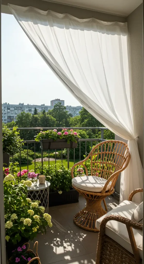 14 Cozy Balcony Decor Ideas to Transform Your Small Space 11 11. Install a Canopy
