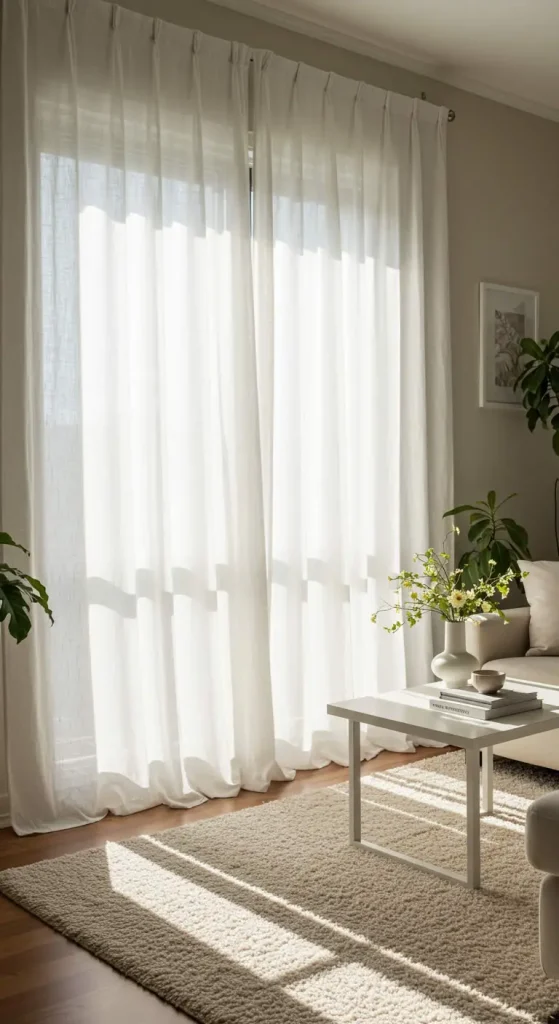 19 Cozy Living Room Ideas 11 11. Layered Curtains