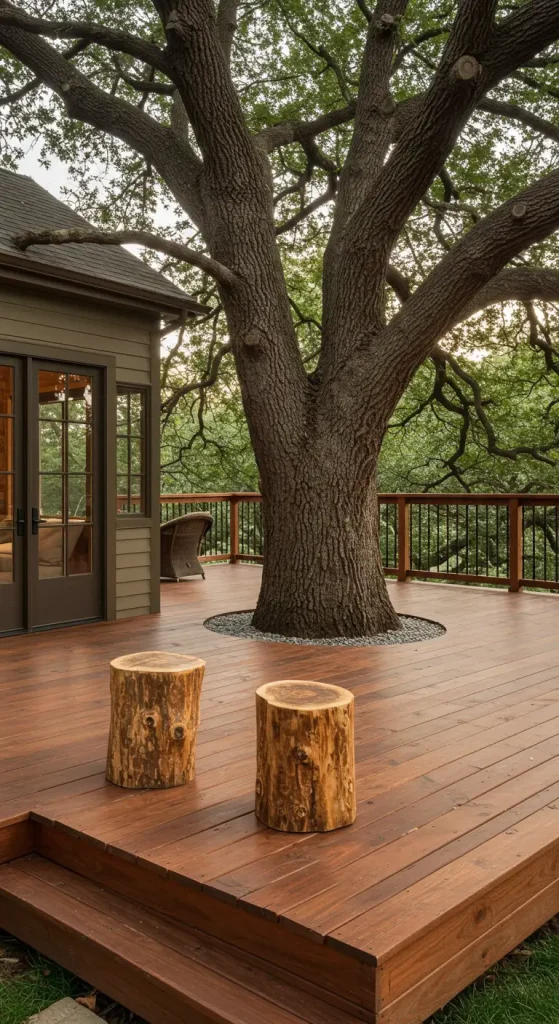12 Stunning Backyard Decks Ideas 11 11. Tree-Surround Deck