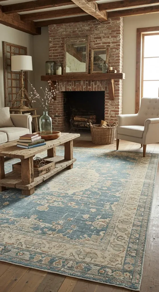 15 Living Room Rug Ideas 13 12. Distressed Rugs