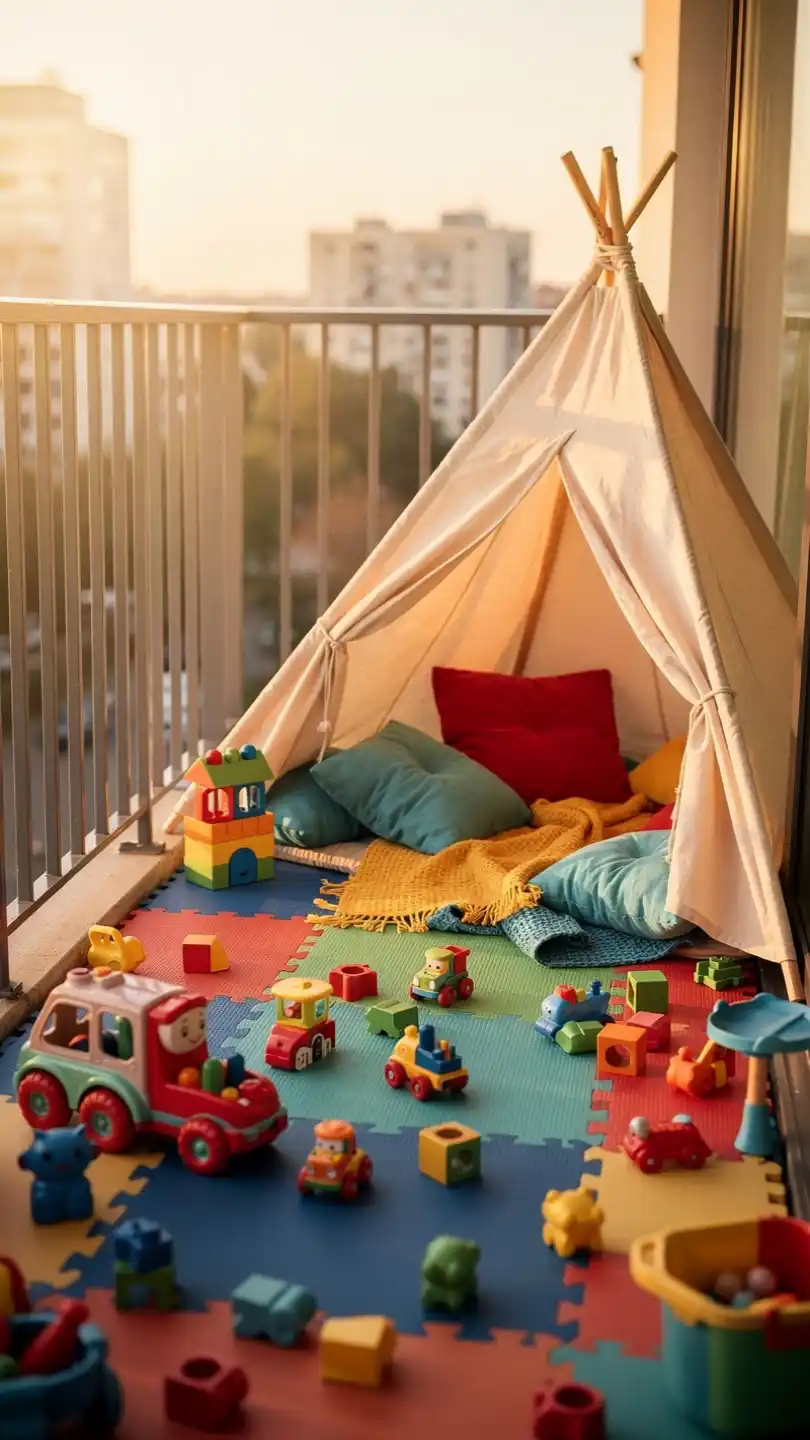 14 Clever Apartment Balcony Ideas for a Total Makeover 11 12. Kids’ Play Nook