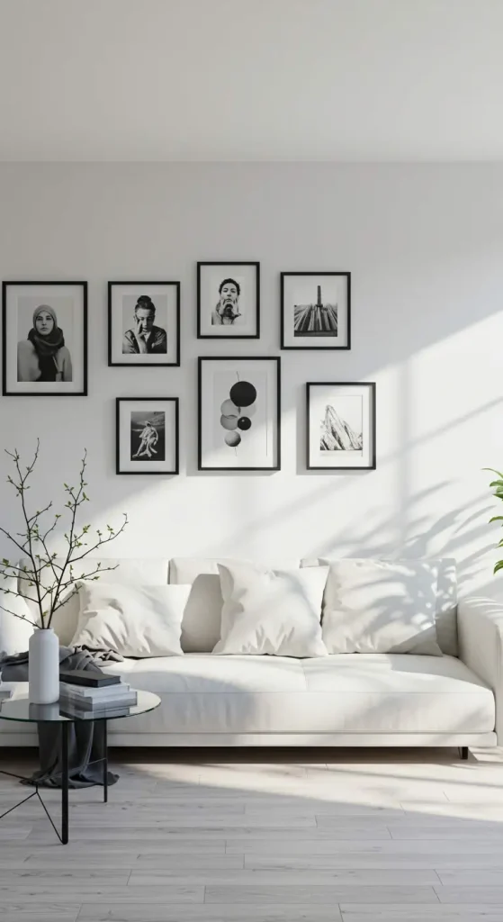 15 Living Room Ideas Minimalist 13 13. Monochrome Accents