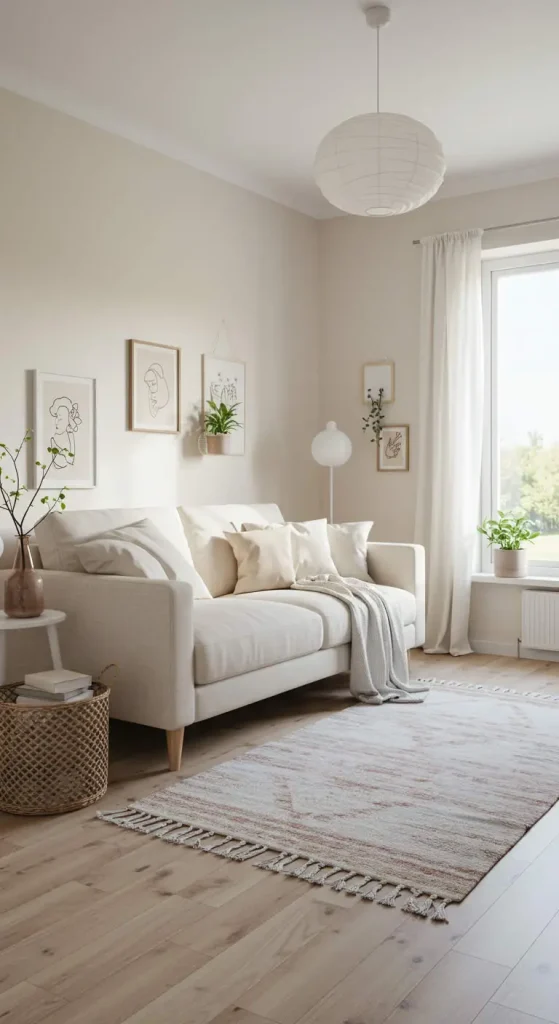 21 Neutral Color Living Room Ideas 2 2. Add White and Cream Accents