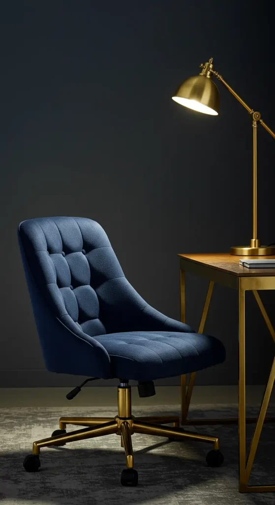 14 Stylish Office Chair Ideas 2 2. Bold Velvet Chair