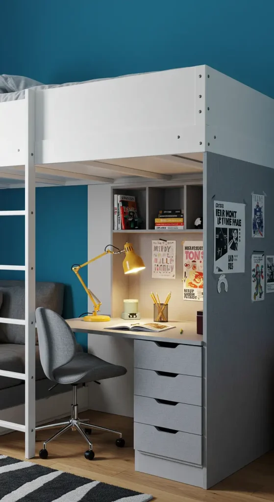 11 Bunk Bed Design Ideas 3 2. Lofted Beds with Desk Space