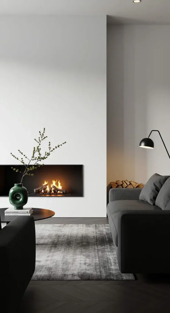 10 Living Room Ideas with Fireplace 2 2. Modern Minimalist Elegance