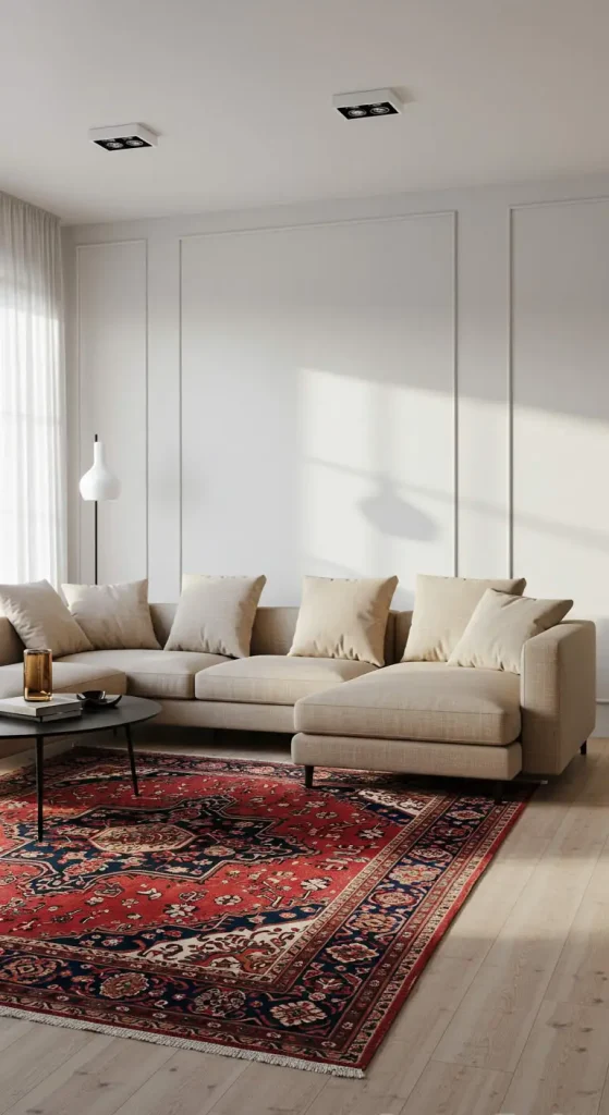15 Living Room Rug Ideas 3 2. Vintage Persian Rugs