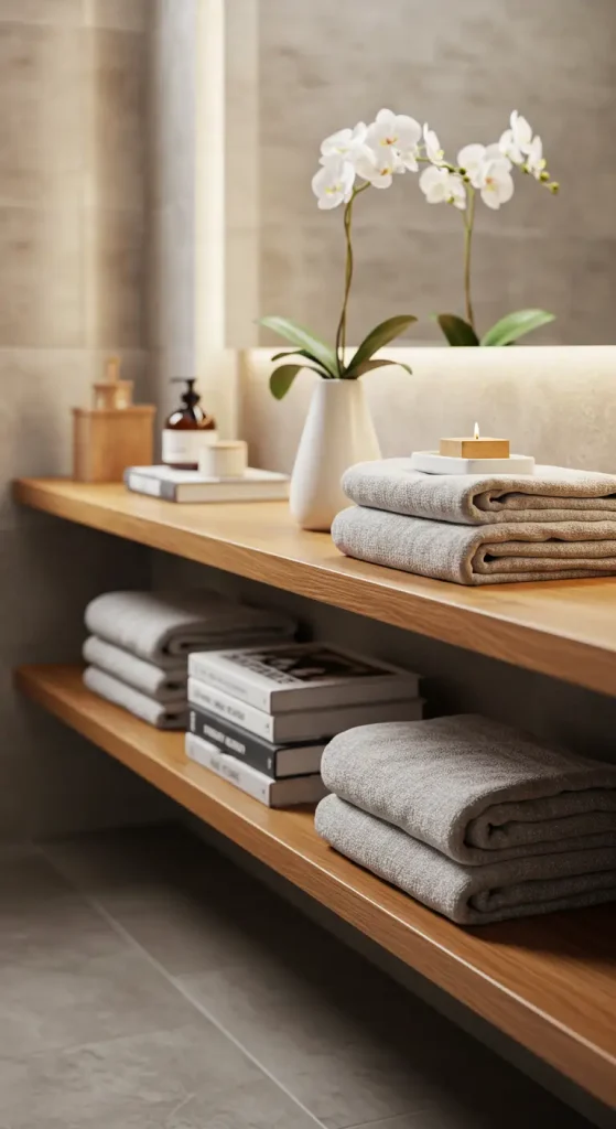 13 Bathtub Ideas DIY 4 3. Add Floating Shelves