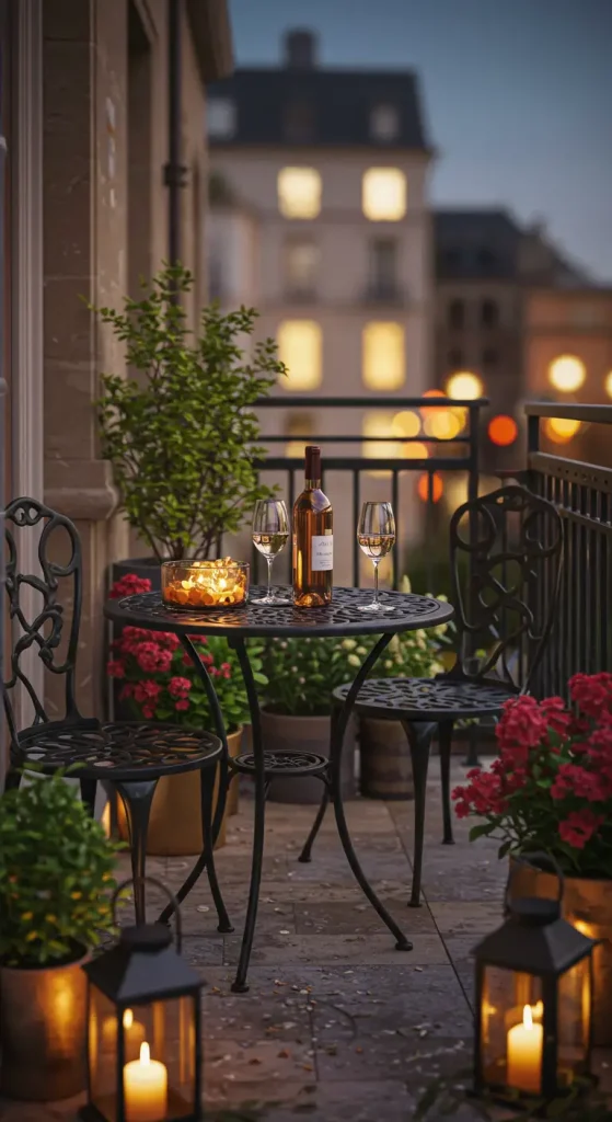 12 Stunning Balcony Design Ideas to Maximize Your Small Space 3 3. Bistro Dining Space