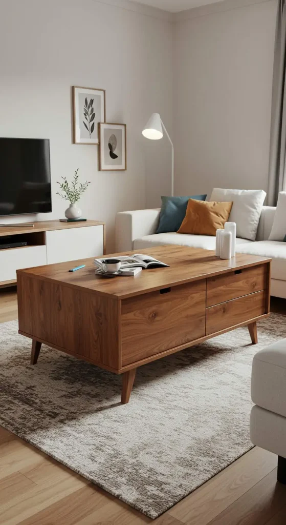 21 Small Living Room Storage Ideas 3 3. Choose a Coffee Table with Storage