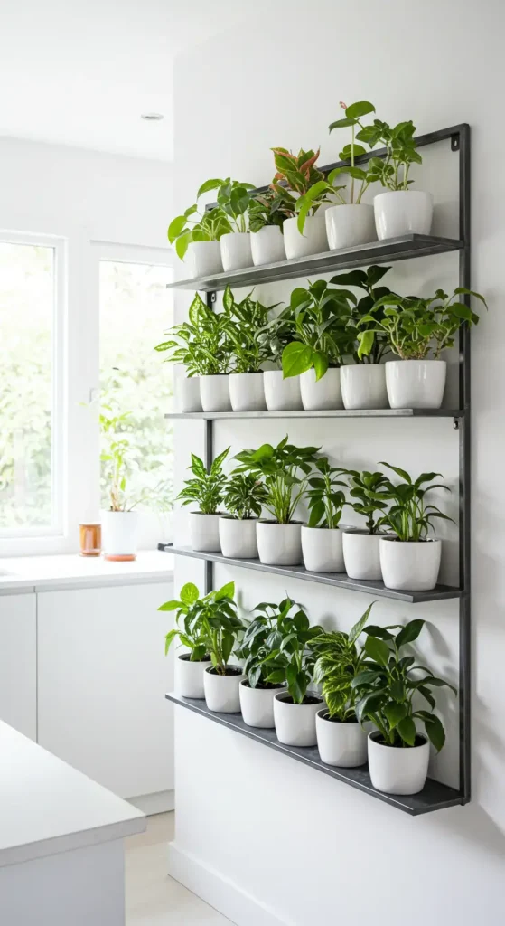 12 Indoor Plant Shelf Ideas 3 3. Incorporate Vertical Gardens