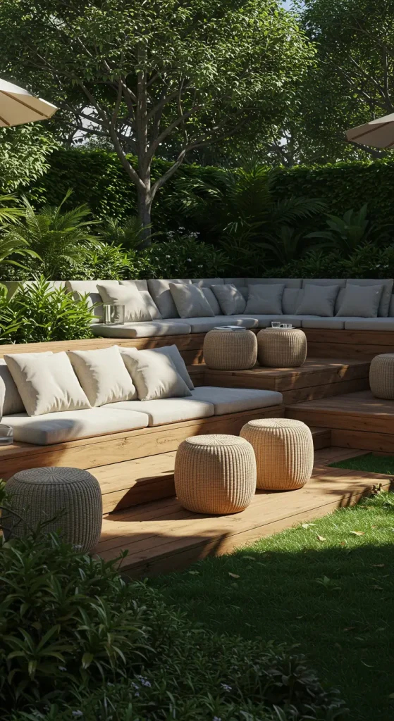 12 Trendy Outdoor Lounge Ideas 3 3. Multi-Level Sitting Arrangements