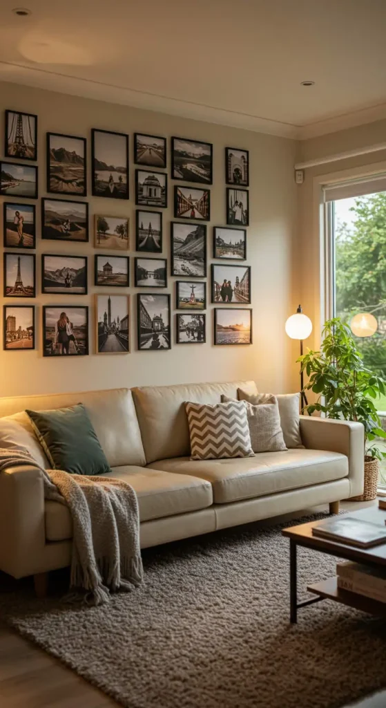 11 Living Room Ideas for Couples 3 3. Personal Gallery Wall
