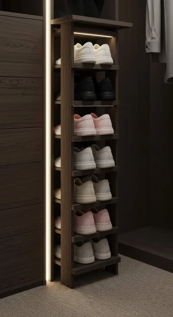 21 Shoe Storage Ideas for Small Spaces 4 3. Shoe Racks with Vertical Storage