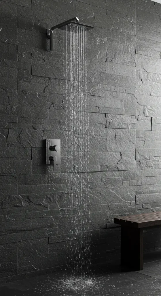 12 Bathroom Wall Panel Ideas 3 3. Textured Stone Panels