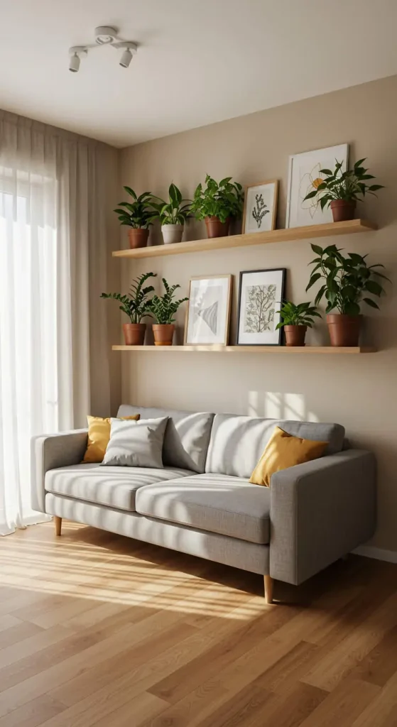 15 Living Room Ideas for Small Houses 3 3. Wall-Mounted Storage
