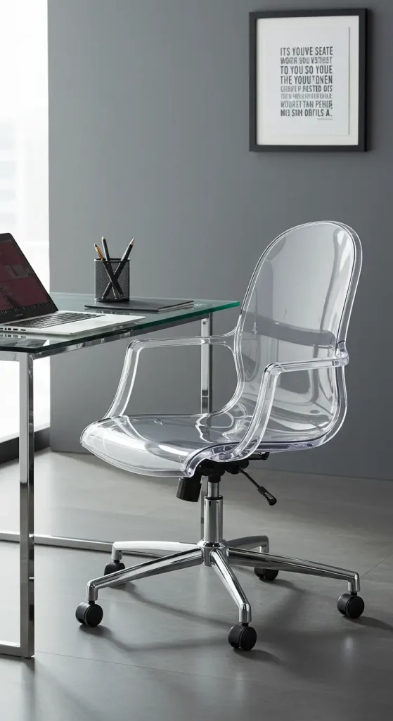 14 Stylish Office Chair Ideas 4 4. Clear Acrylic Chair