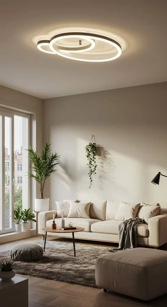 17 Living Room Ceiling Lighting Ideas 4 4. Flush Mount Lights for Low Ceilings