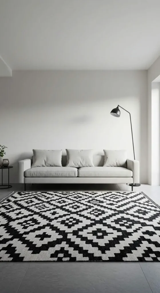 15 Living Room Rug Ideas 5 4. Geometric Pattern Rugs