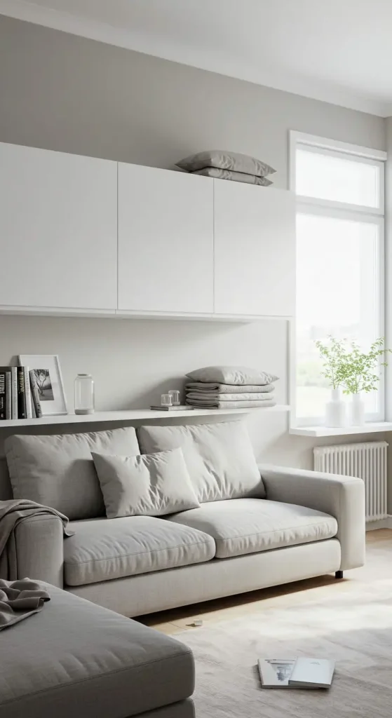 21 Small Living Room Storage Ideas 4 4. Install Wall-Mounted Cabinets