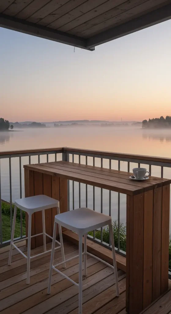 11 Stunning Small Balcony Ideas For A Cozy Apartment Oasis 4 4. Railing-Mounted Counter