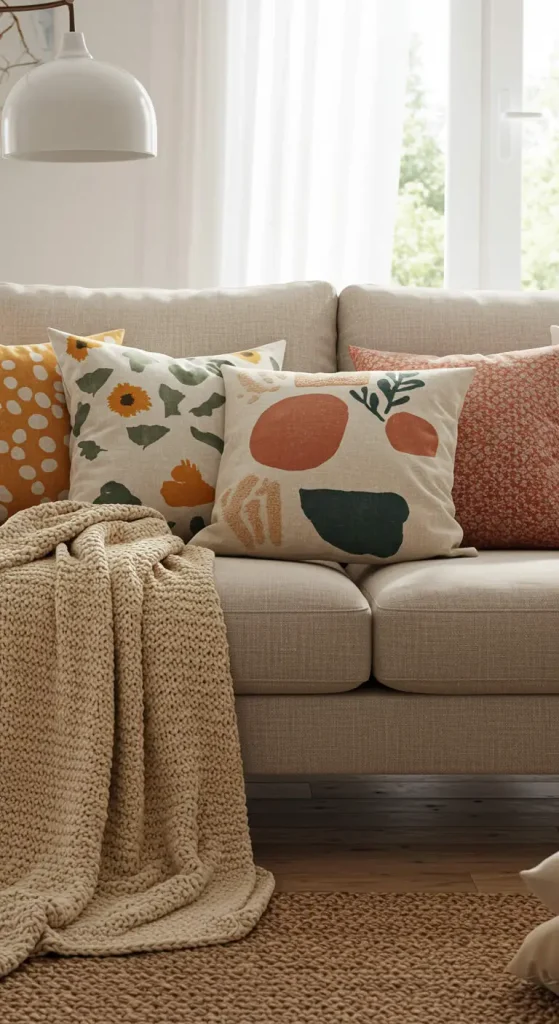 13 Living Room Ideas on ABudget 4 4. Swap Throw Pillows and Blankets