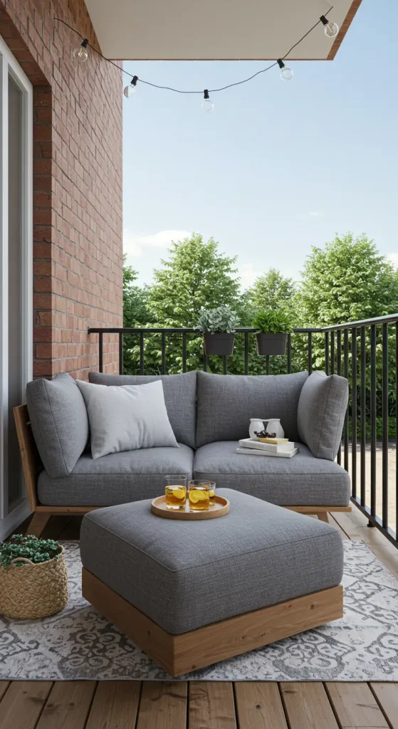 14 Small Balcony Seating Ideas 5 5. Ottoman Seating