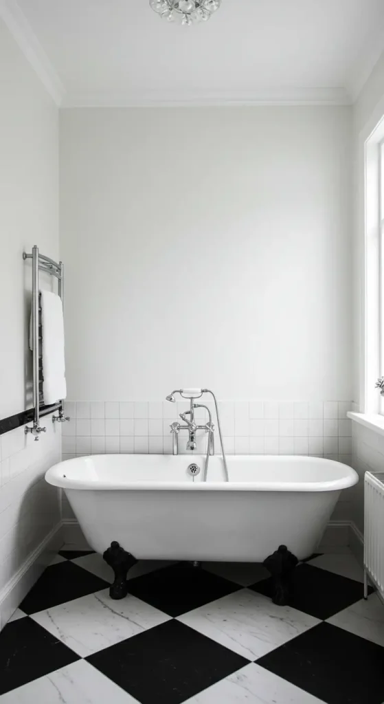 10 Black and White Bathroom Ideas 6 5. Vintage Clawfoot Tub
