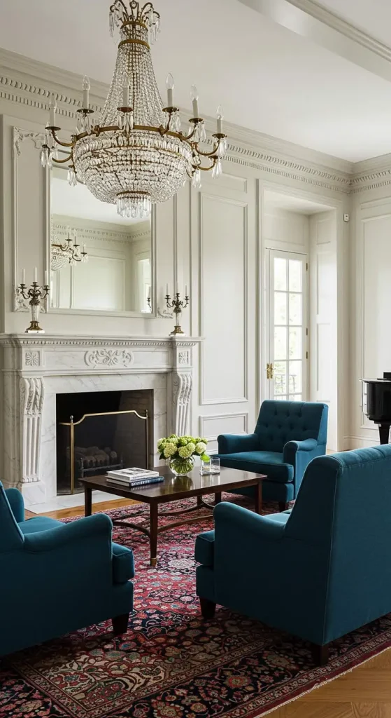 10 Living Room Ideas with Fireplace 6 6. Classic Traditional Elegance