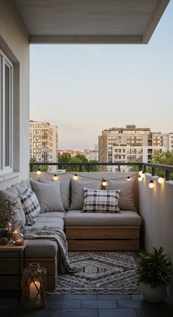 14 Small Balcony Seating Ideas 6 6. Corner Sofas