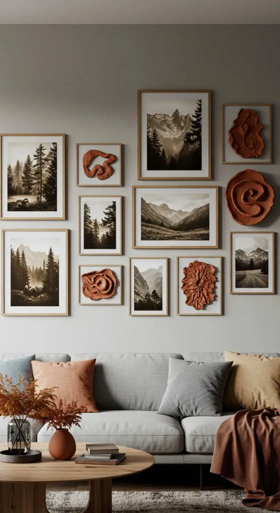 15 Earthy Living Room Decor Ideas 7 6. Earth-Toned Artwork