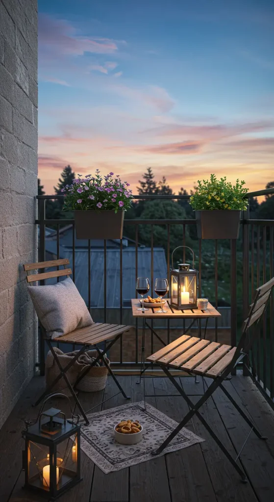 14 Cozy Balcony Decor Ideas to Transform Your Small Space 6 6. Incorporate a Table for Two