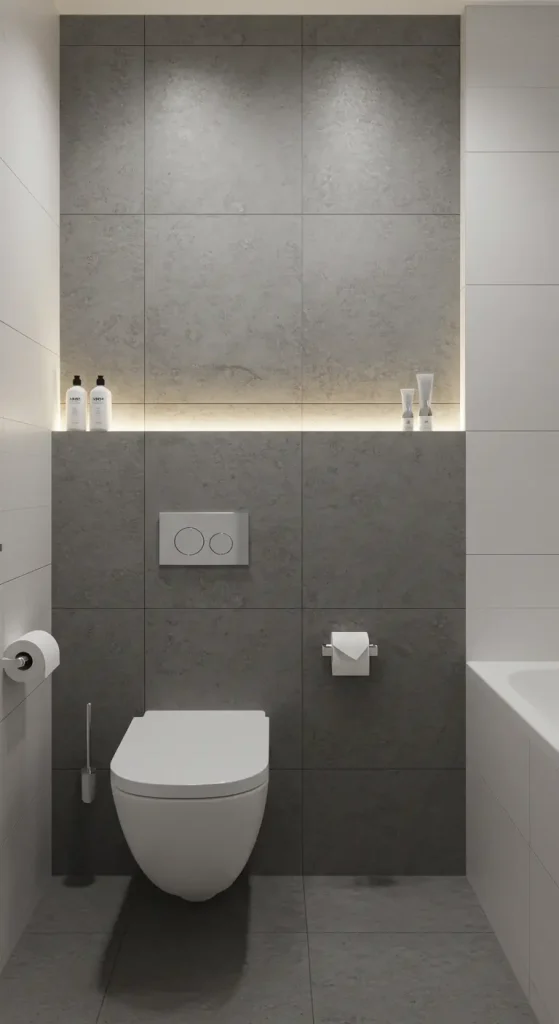 12 Bathroom Wall Panel Ideas 6 6. Minimalist Cement Panels