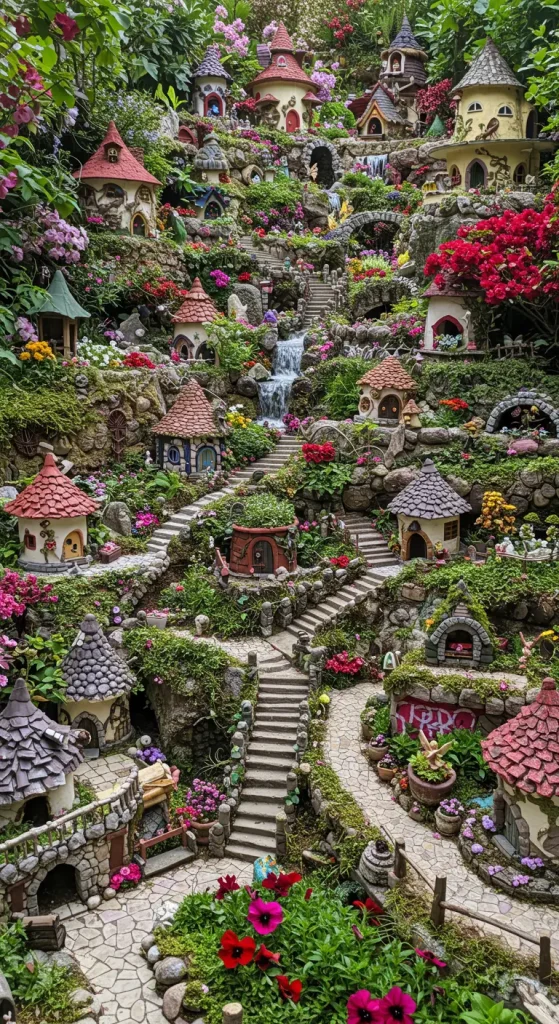 12 Magical Fairy Garden Ideas 6 6. Tiered Fairy Village