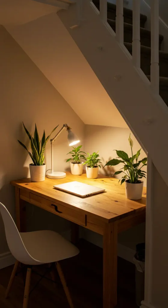 12 Clever Small Home Office Setup Ideas 7 6. Under-Stairs Office Setup