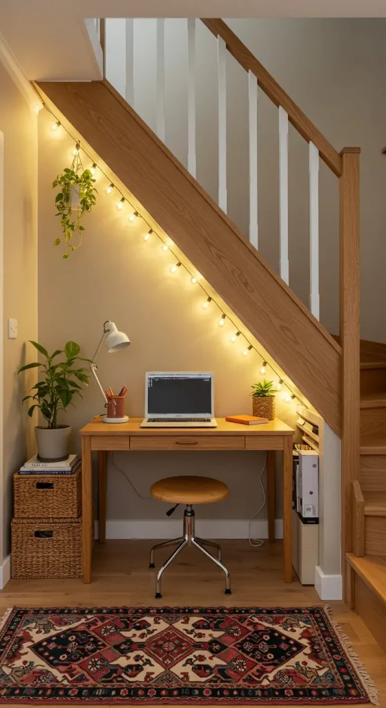 14 Home Office Ideas Small Apartments 7 6. Under-the-Stairs Workspace